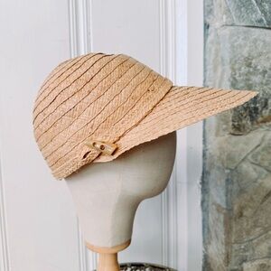 Vintage 90s Straw Visor Summer Hat